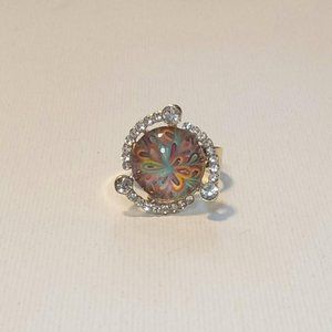 Adjustable Gold Plated Kaleidoscope Bead Ring